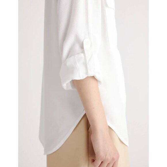 Quince Tops Quince Vintage Wash Tencel Utility Shirt White M Nwt